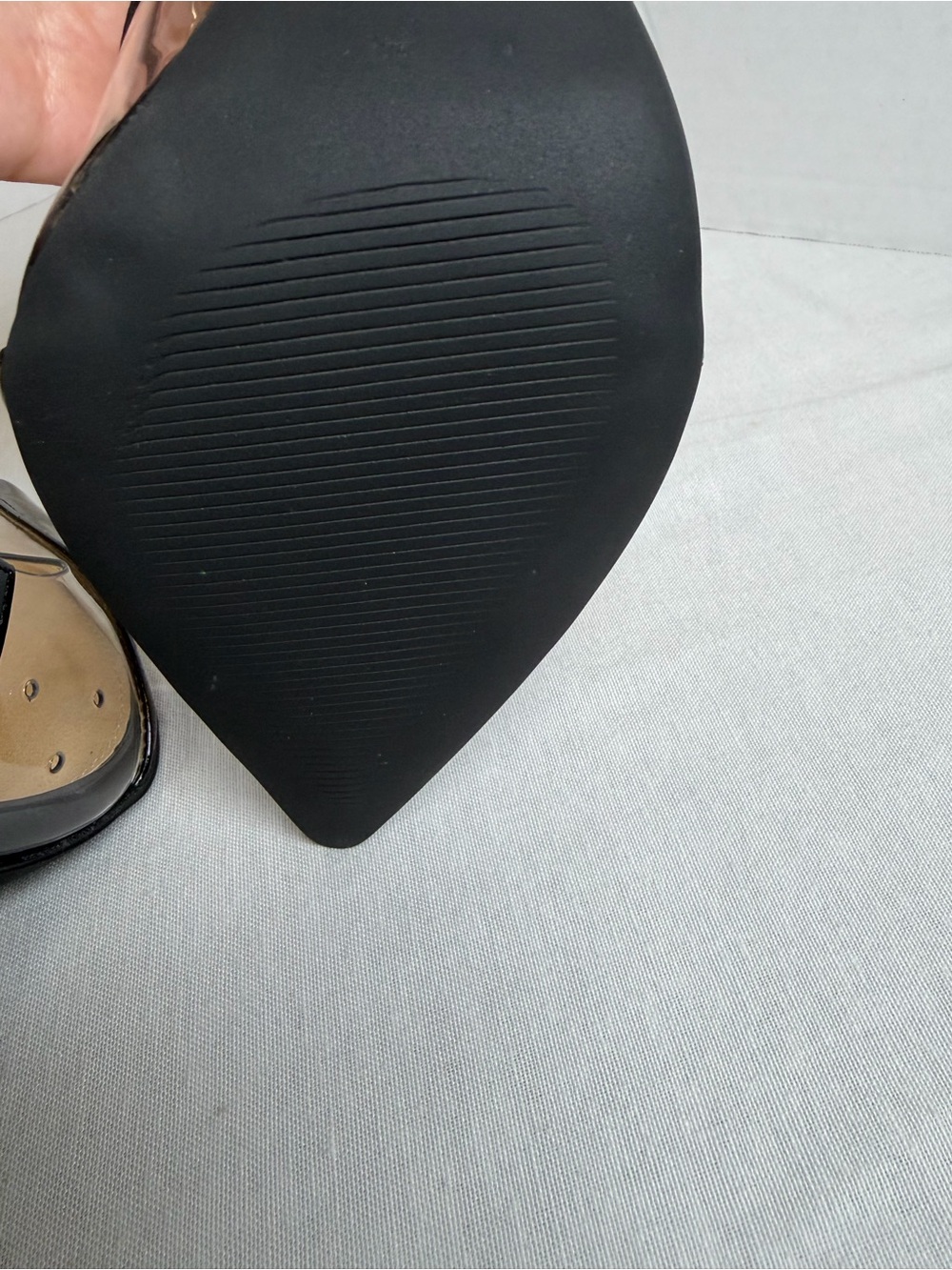 Fashion Nova Dare You Clear PVC Slingback Pumps Black Pointed Toe Heels Size 6 - Picture 7 of 10